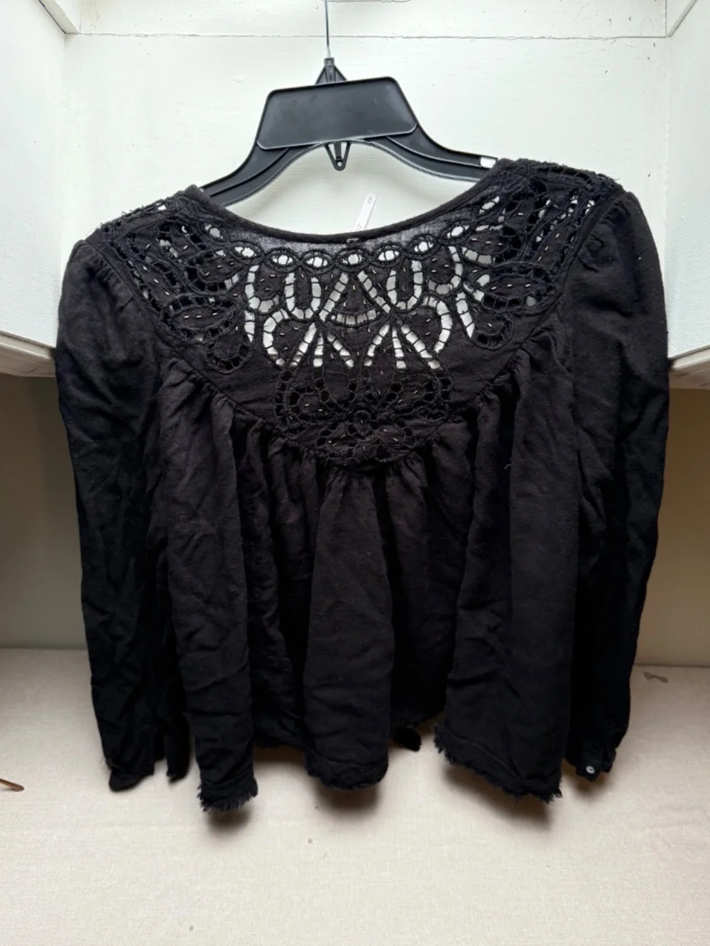 Free People Doin It Right Black Boho Crochet Top XS